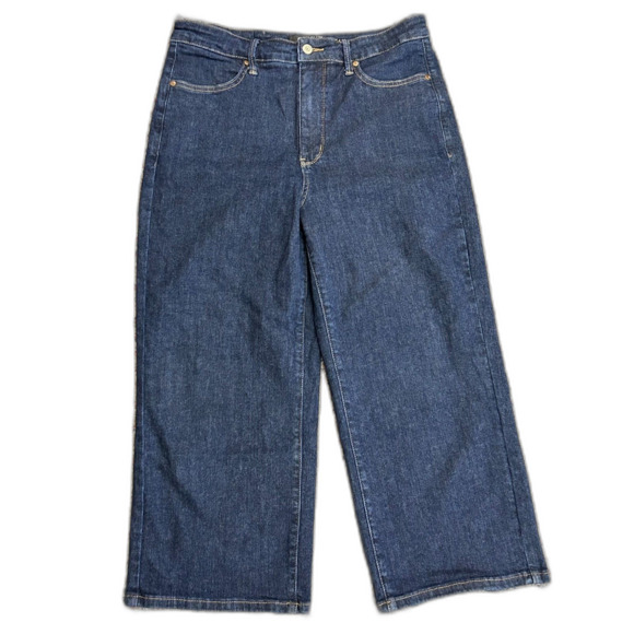 Judy Blue High Waist Dark Wash Tummy Control Wide Leg Crop Jeans Size 13/31 - Picture 3 of 14
